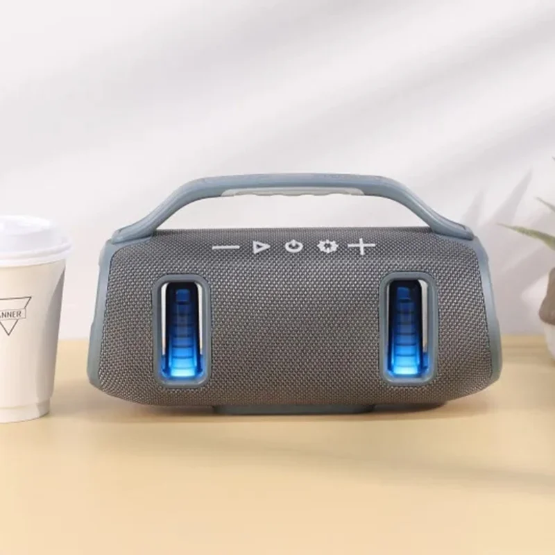 T&G TG-694 Głośnik bezprzewodowy Stereo Bass Wodoodporny Przenośny Głośnik aktywny z tkaniny z podświetleniem LED RGB / Radio FM - Szary