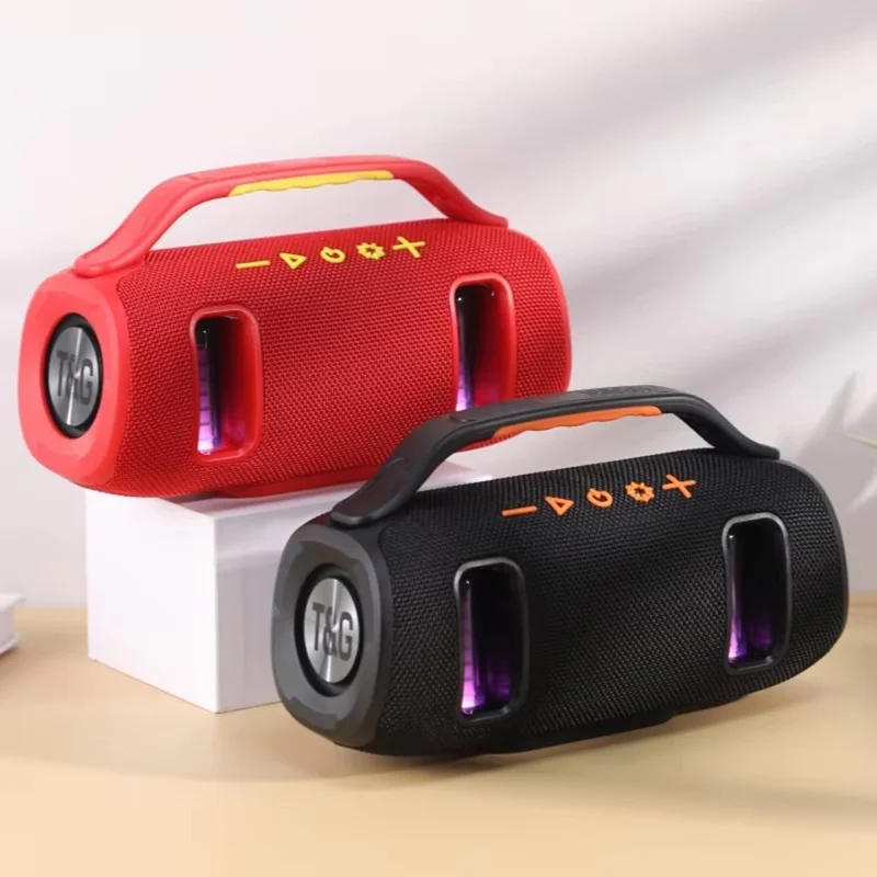 T&G TG-694 Głośnik bezprzewodowy Stereo Bass Wodoodporny Przenośny Głośnik aktywny z tkaniny z podświetleniem LED RGB / Radio FM - Szary