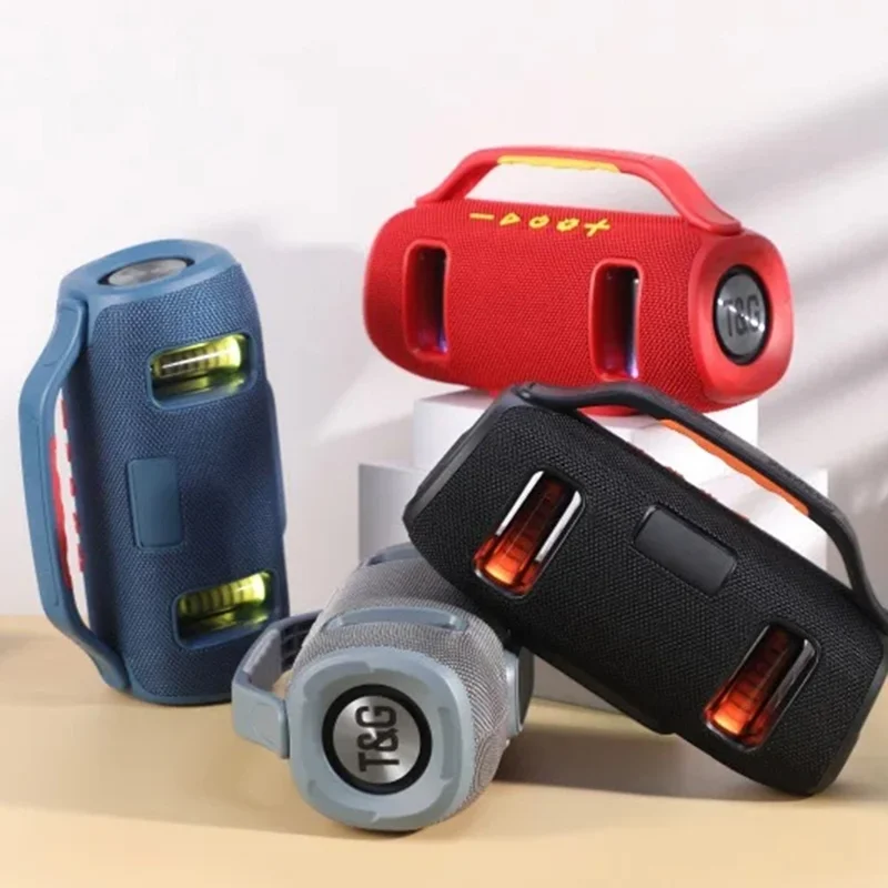 T&G TG-694 Głośnik bezprzewodowy Stereo Bass Wodoodporny Przenośny Głośnik aktywny z tkaniny z podświetleniem LED RGB / Radio FM - Szary