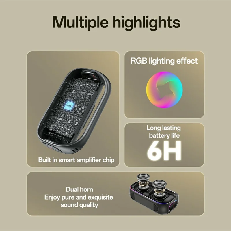 YESIDO YSW31 Wireless Speaker 3 EQ Modes Waterproof TWS Stereo Sound Bluetooth-compatible Subwoofer