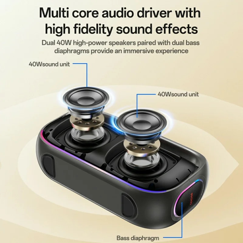 YESIDO YSW31 Wireless Speaker 3 EQ Modes Waterproof TWS Stereo Sound Bluetooth-compatible Subwoofer