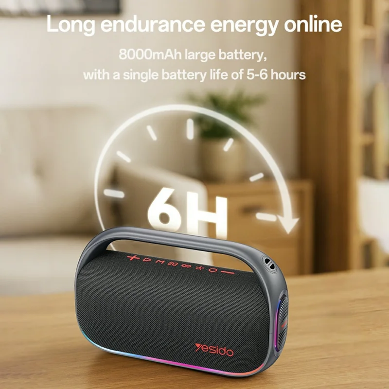 YESIDO YSW31 Wireless Speaker 3 EQ Modes Waterproof TWS Stereo Sound Bluetooth-compatible Subwoofer