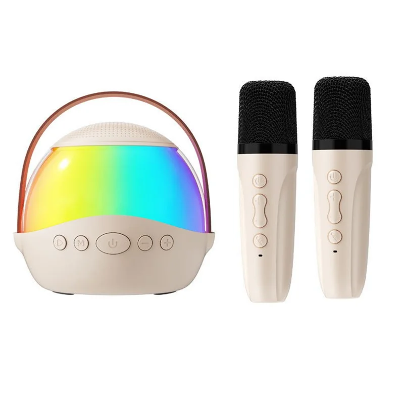 P9 Portable Bluetooth-compatible Speaker RGB Lighting HiFi Sound Karaoke Subwoofer with 2 Wireless Microphones