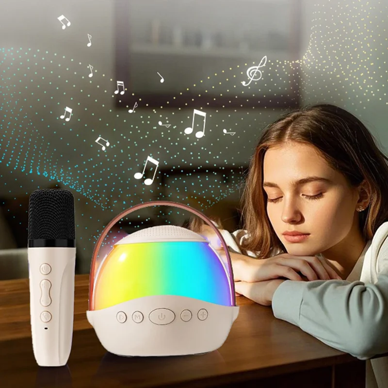 P9 Portable Bluetooth-compatible Speaker RGB Lighting HiFi Sound Karaoke Subwoofer with 2 Wireless Microphones