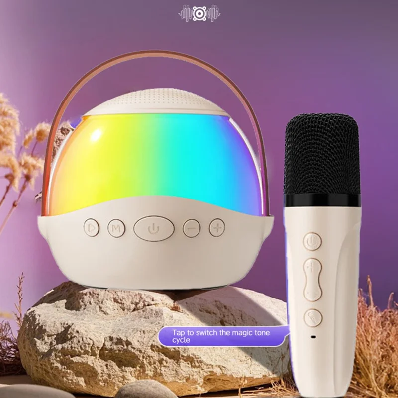 P9 Portable Bluetooth-compatible Speaker RGB Lighting HiFi Sound Karaoke Subwoofer with 2 Wireless Microphones