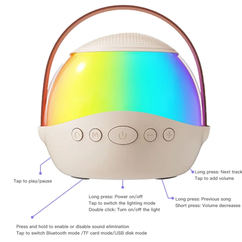P9 Portable Bluetooth-compatible Speaker RGB Lighting HiFi Sound Karaoke Subwoofer with 2 Wireless Microphones
