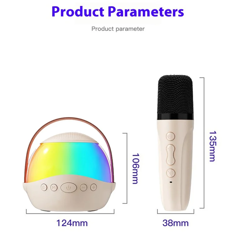 P9 Portable Bluetooth-compatible Speaker RGB Lighting HiFi Sound Karaoke Subwoofer with 2 Wireless Microphones