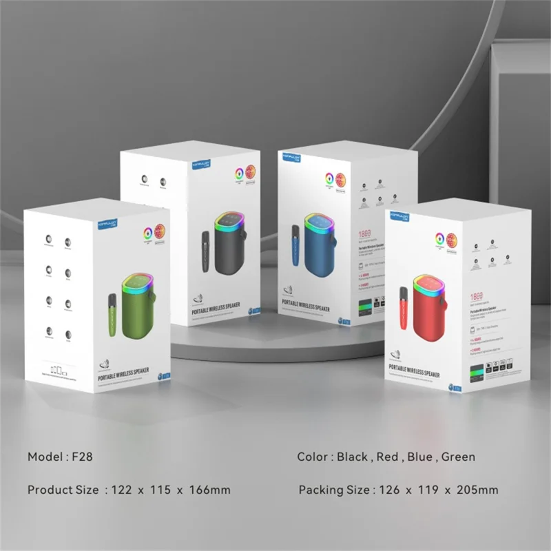 KONFULON F28 10W Wireless Speaker 1800mAh Battery Capacity Portable Speaker with Mic for Home / Outdoor - Black