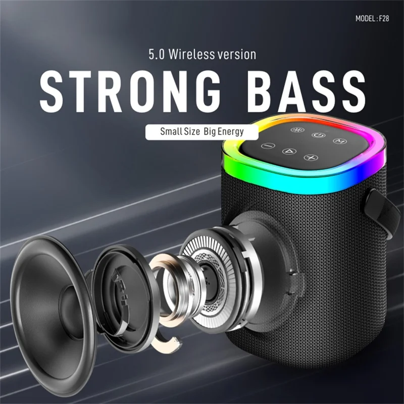 KONFULON F28 10W Wireless Speaker 1800mAh Battery Capacity Portable Speaker with Mic for Home / Outdoor - Black