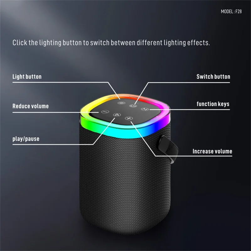 KONFULON F28 10W Wireless Speaker 1800mAh Battery Capacity Portable Speaker with Mic for Home / Outdoor - Black