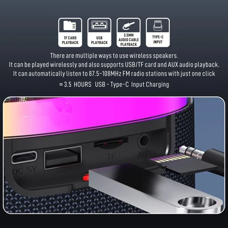 KONFULON F28 10W Wireless Speaker 1800mAh Battery Capacity Portable Speaker with Mic for Home / Outdoor - Black