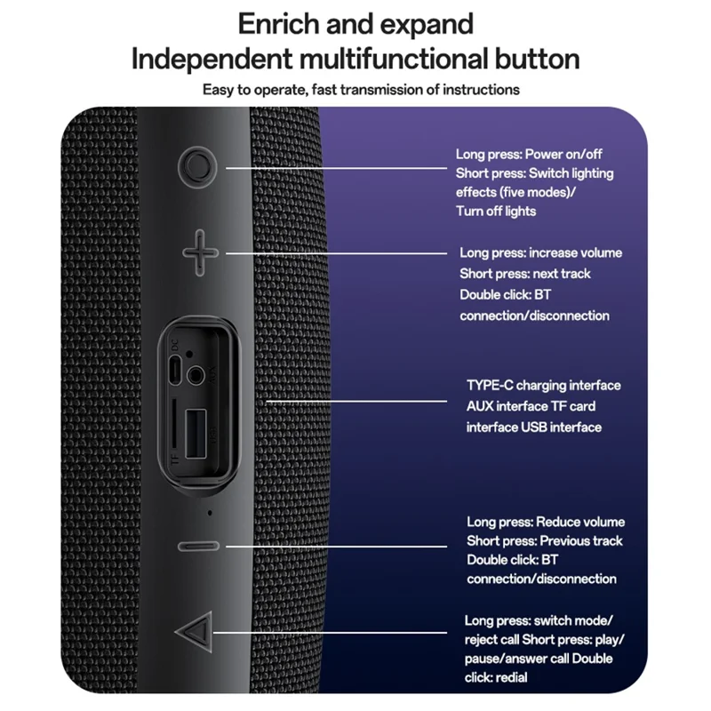 مكبر صوت YESIDO YSW38 سطح المكتب بلوتوث 30 واط إضاءة RGB متعددة الأوضاع ساب وووفر لاسلكي