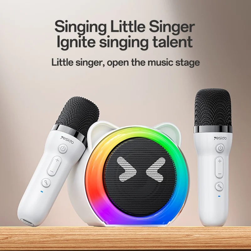 YESIDO YSW36 Cute Ears Design 5W Bluetooth-compatible Karaoke Speaker with Dual Microphone for Children Entertainment