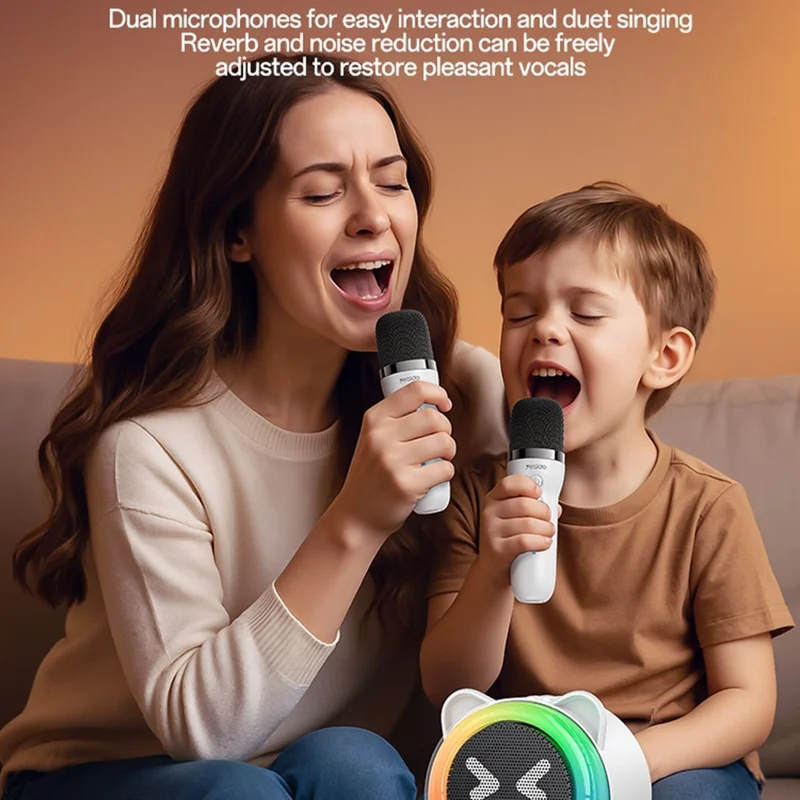 YESIDO YSW36 Cute Ears Design 5W Bluetooth-compatible Karaoke Speaker with Dual Microphone for Children Entertainment
