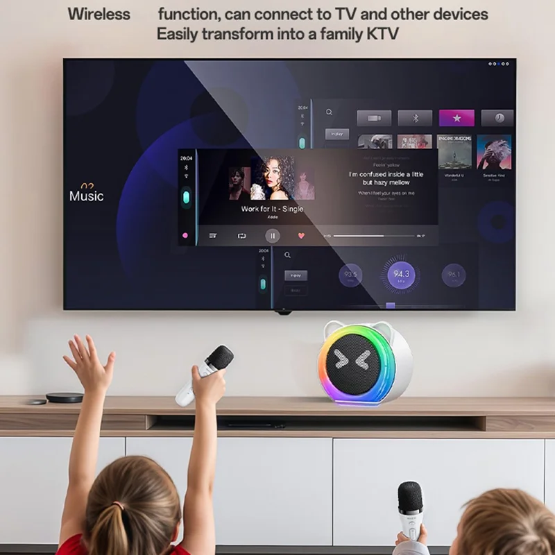 YESIDO YSW36 Cute Ears Design 5W Bluetooth-compatible Karaoke Speaker with Dual Microphone for Children Entertainment