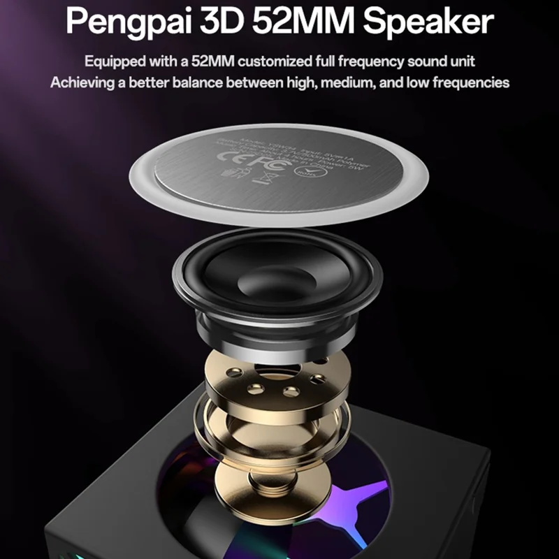 YESIDO YSW34 5W TWS Bluetooth-compatible Speaker RGB Lighting Outdoor Portable Subwoofer