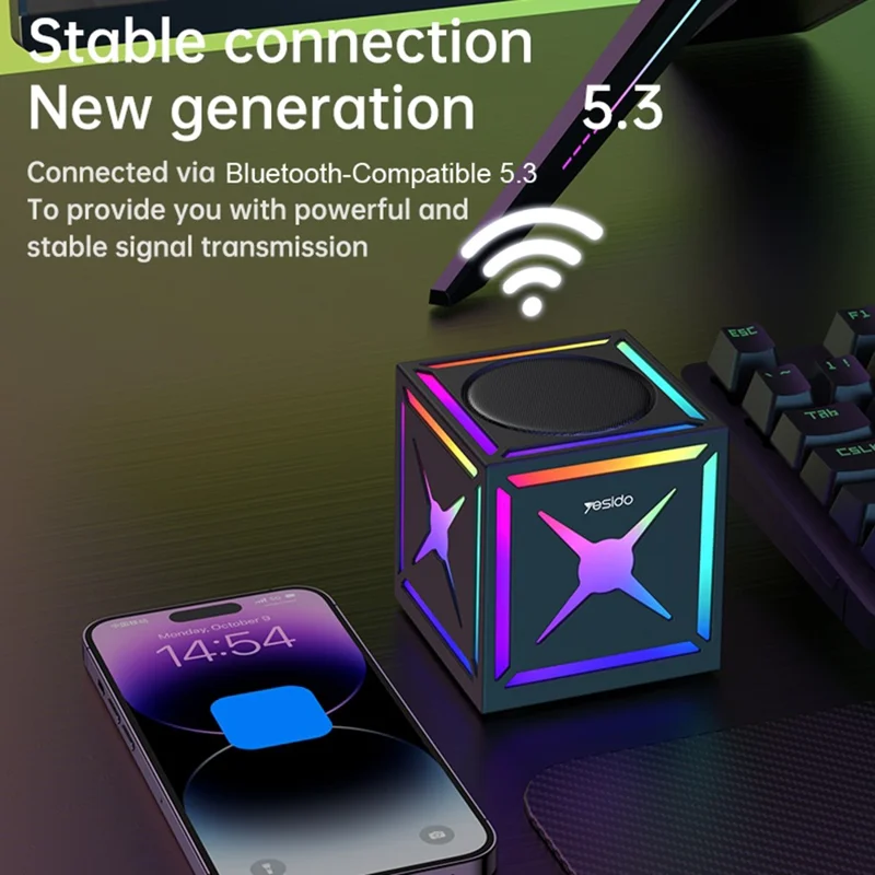 YESIDO YSW34 5W TWS Bluetooth-compatible Speaker RGB Lighting Outdoor Portable Subwoofer