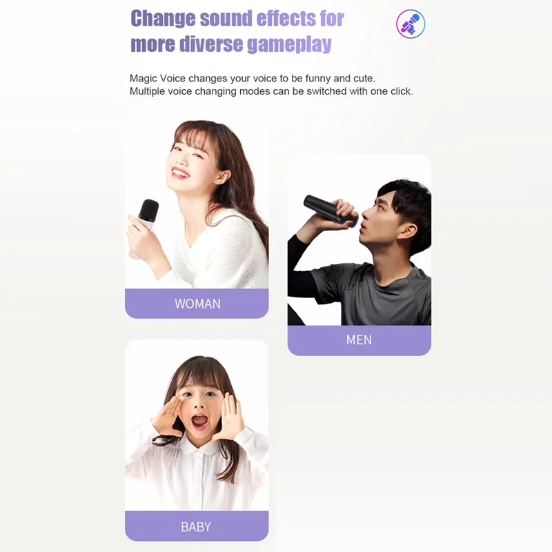 Z1 Portable Wireless Karaoke Speaker and Dual Microphone Set LED Lighting Bluetooth-compatible Music Player with TF Card Slot - Black