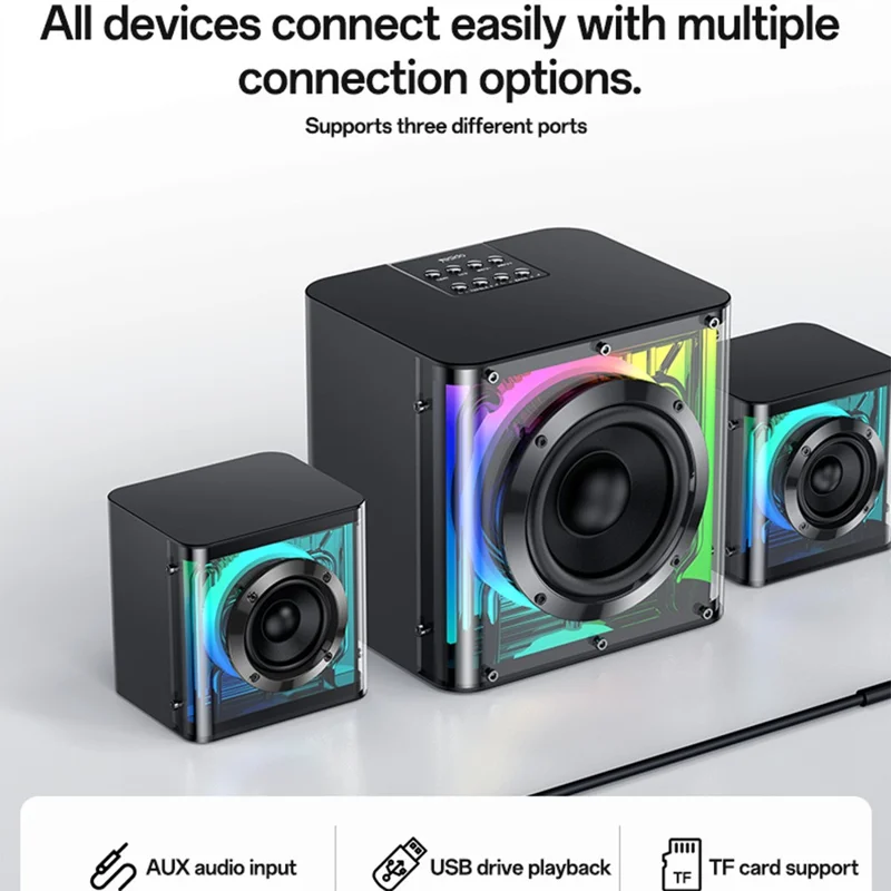 YESIDO YSW41 2.1 Channel RGB Bluetooth-Compatible Speaker 40W Rich Bass Immersive Sound AUX  /  USB Playback - EU Plug