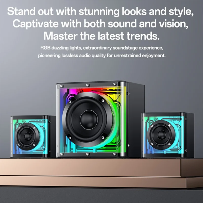 YESIDO YSW41 2.1 Channel RGB Bluetooth-Compatible Speaker 40W Rich Bass Immersive Sound AUX  /  USB Playback - EU Plug