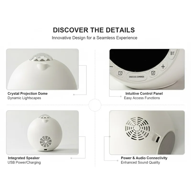 F4006 HD Sound RGB Sternprojektor 3 Alarme 5 Stimmungslichter Bluetooth-kompatibler Lautsprecher Wecker USB-betrieben
