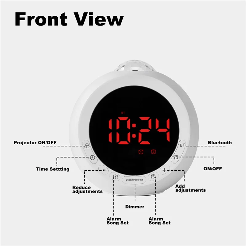 F4006 HD Sound RGB Sternprojektor 3 Alarme 5 Stimmungslichter Bluetooth-kompatibler Lautsprecher Wecker USB-betrieben