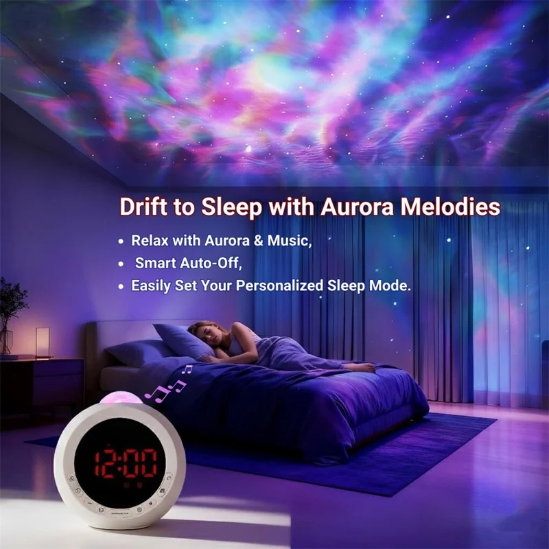 F4006 HD Sound RGB Sternprojektor 3 Alarme 5 Stimmungslichter Bluetooth-kompatibler Lautsprecher Wecker USB-betrieben