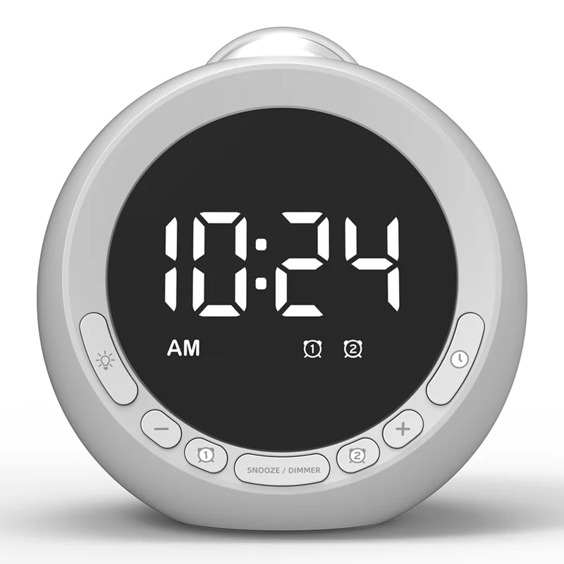Réveil multifonctions F4006 avec projecteur de ciel étoilé + Haut-parleur compatible Bluetooth avec batterie intégrée