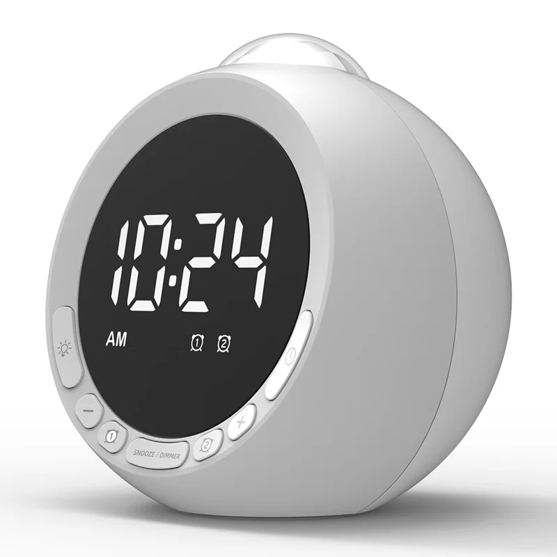 Réveil multifonctions F4006 avec projecteur de ciel étoilé + Haut-parleur compatible Bluetooth avec batterie intégrée