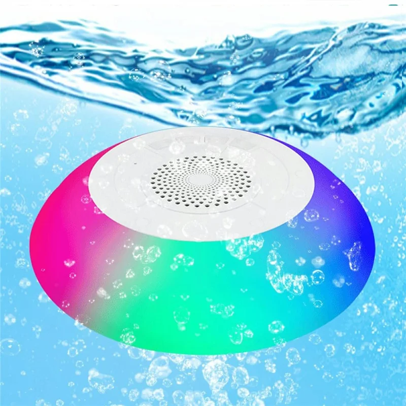 H501 Floating Bluetooth-compatible Speaker for Pool  /  Beach  /  Shower IPX7 Waterproof Stereo Sound Subwoofer with Colorful LED Lights