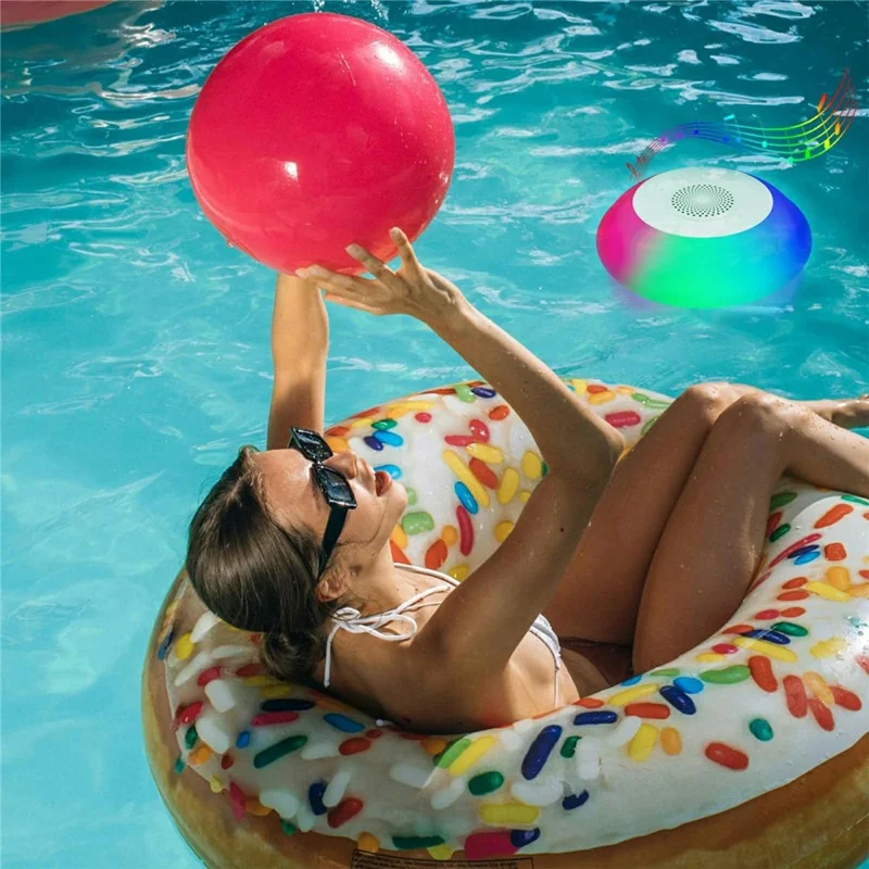 H501 Floating Bluetooth-compatible Speaker for Pool  /  Beach  /  Shower IPX7 Waterproof Stereo Sound Subwoofer with Colorful LED Lights