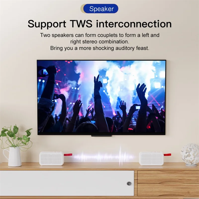 TWS Surround Stereo Bluetooth-Compatible Speaker F14 Outdoor Wireless Mini Subwoofer with USB-C Charging