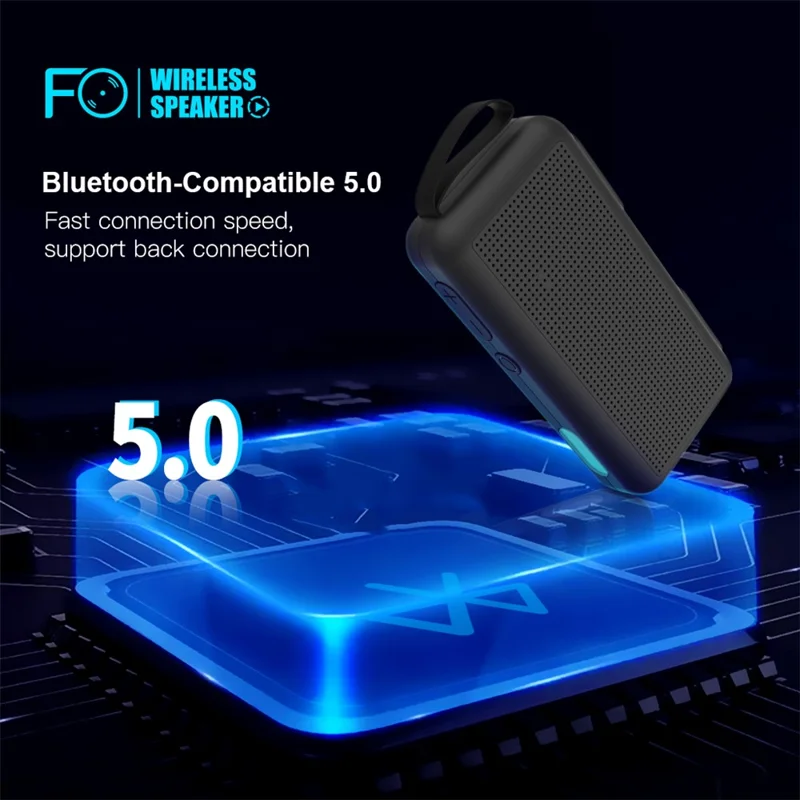 Bluetooth-Compatible Speaker F0 Outdoor Wireless Mini Subwoofer with HIFI Sound Portable Speaker - Black