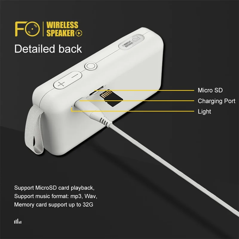 Bluetooth-Compatible Speaker F0 Outdoor Wireless Mini Subwoofer with HIFI Sound Portable Speaker - Black