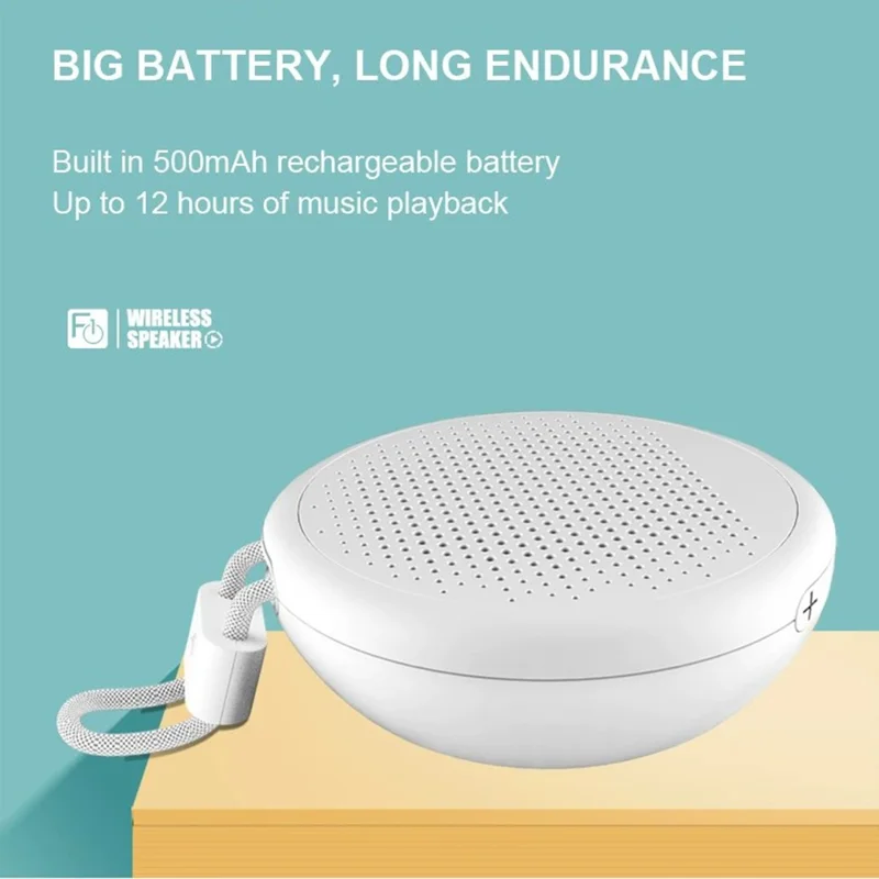 F10 Bluetooth-Compatible Speaker Mini Portable Outdoor Subwoofer with HIFI Surround Sound and TF Card Expansion - White