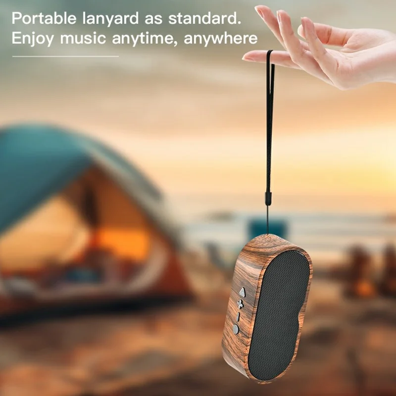 Clear Sound Bluetooth-Compatible Speaker F3 Outdoor Wireless Mini Subwoofer Long Battery Life for Home Travel - Wood