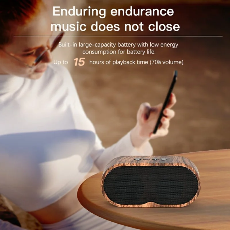 Clear Sound Bluetooth-Compatible Speaker F3 Outdoor Wireless Mini Subwoofer Long Battery Life for Home Travel - Wood