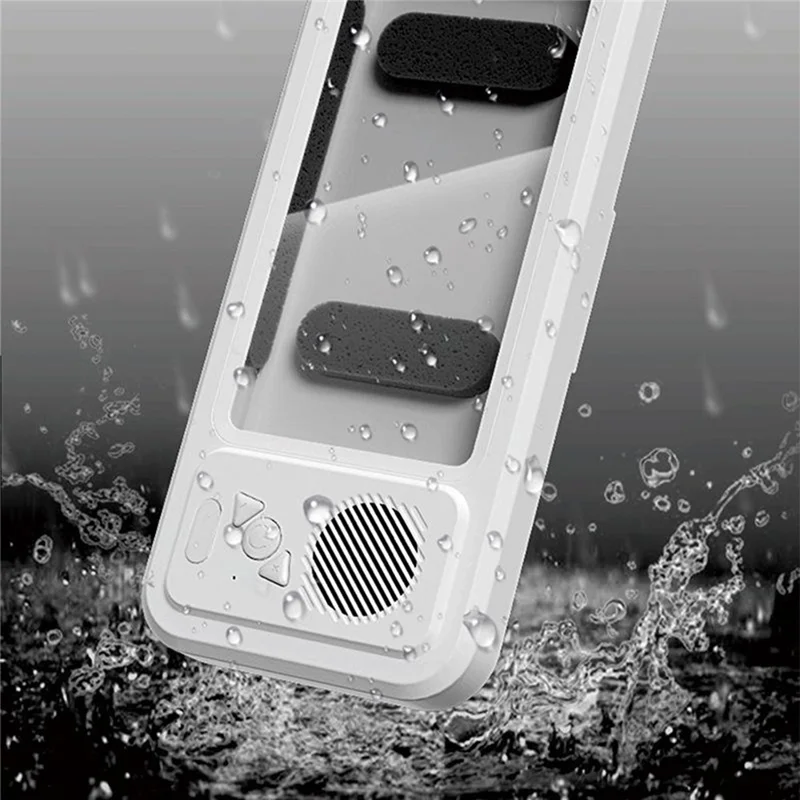 Z07 Bathroom Waterproof Phone Case Bluetooth-Compatible Speaker Wall Mount Touch Screen Phone Holder for Showering - White