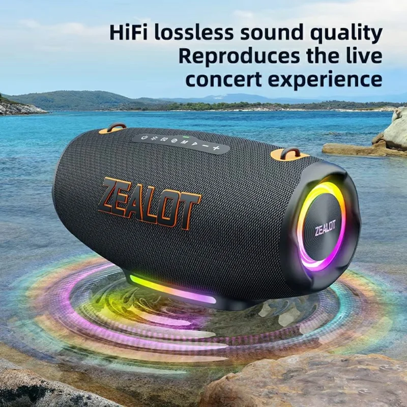 ZEALOT S127 100W Outdoor Portable Bluetooth-Compatible Speaker 24000mAh RGB Light Subwoofer - Black