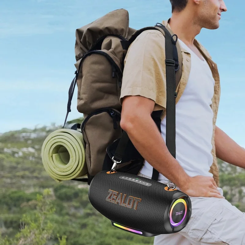 ZEALOT S127 100W Outdoor Portable Bluetooth-Compatible Speaker 24000mAh RGB Light Subwoofer - Black