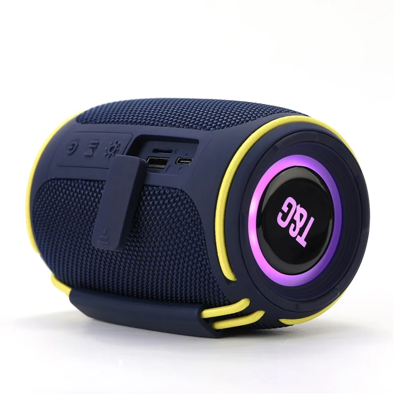 T&G 657mini Portable Speaker Waterproof Subwoofer Speaker with RGB Lights  /  FM Radio  /  TWS Function - Blue