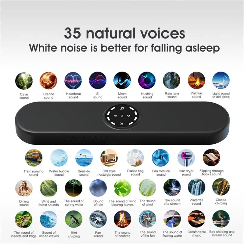 SMB-16 Coluna de Ossocondutividade para Ajuda ao Sono com Bluetooth, Máquina de Sons Brancos, Coluna para Colocar Sob a Almofada - Preto