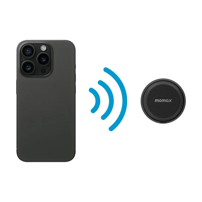 MOMAX 1-Vibe Go BS6 Magnetisk Trådløs Højttaler med Telefonholder Funktion, Bærbar Lydudbyder, IPX6 Vandtæt til Hjem/udendørs - Sort