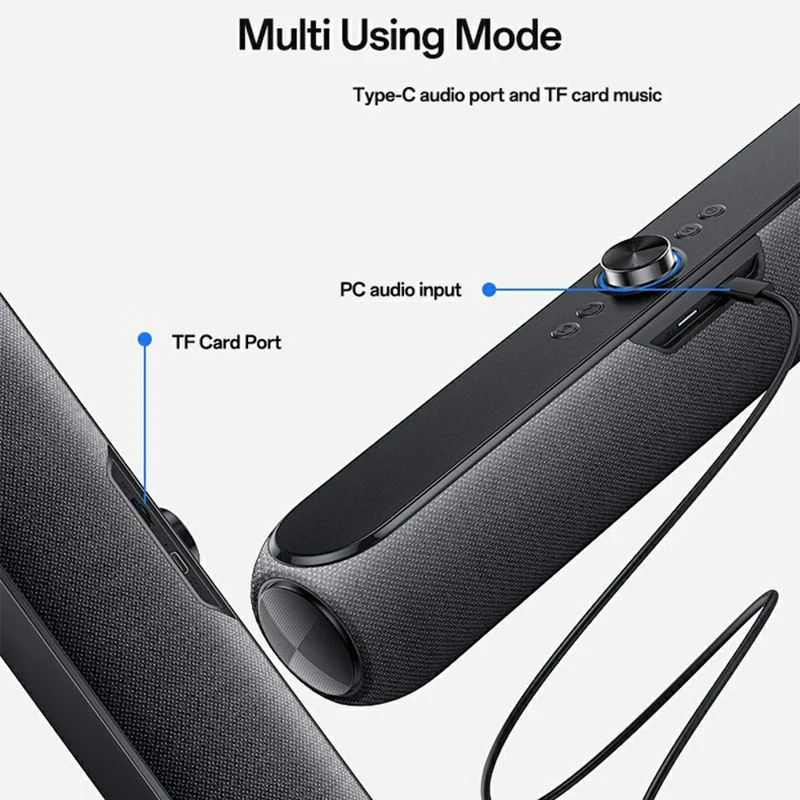 YESIDO YSW42 Kabelloser Bluetooth-kompatibler Lautsprecher HiFi-Sound Tragbarer 20-W-Desktop-Soundbar mit TF-Kartenunterstützung – Schwarz