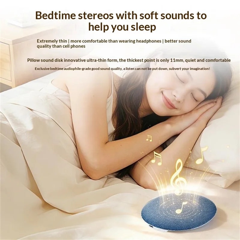 X5PRO Ultra Thin Pillow Disc Sleep Speaker Wireless Bluetooth-Compatible Speaker Bedside Sound Disc - Dark Grey