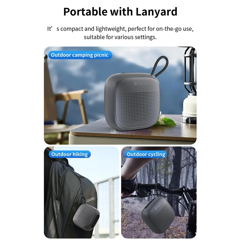 DEVIA Sound Lite2 Wireless Bluetooth-compatible Speaker with Lanyard Dual Driver HiFi Bass Stereo Subwoofer - Tarnish