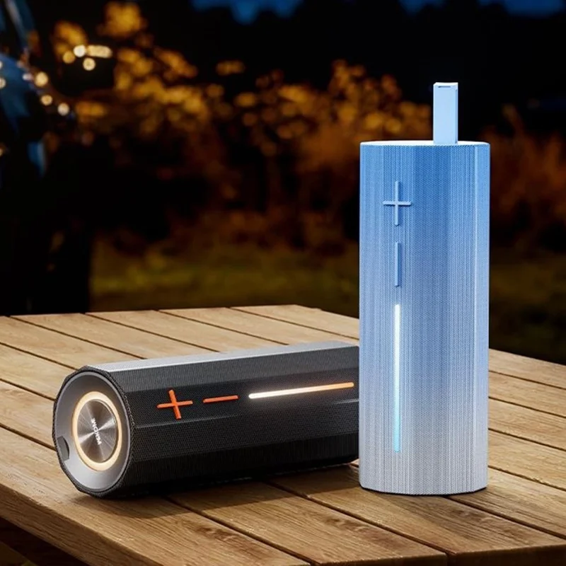 WEKOME WD-12 Fanshin Portable Wireless Speaker Dual Bass Diaphragm RGB Light TWS Stereo Speaker - Black