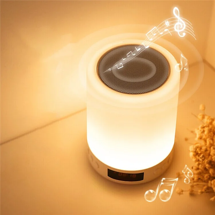 S66 Touch Control Wireless Cylinder Colorful Night Light Bluetooth Speaker Alarm Clock Desk Decoration