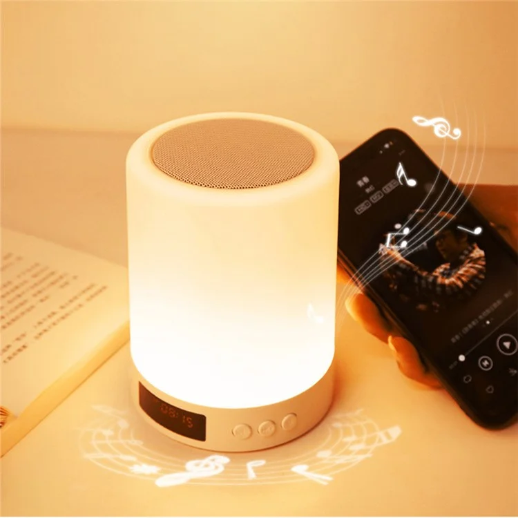 S66 Touch Control Cylindre Sans Fil Colorful Night Light Bluetooth Haut-Parleur Alarm Clock Decoration