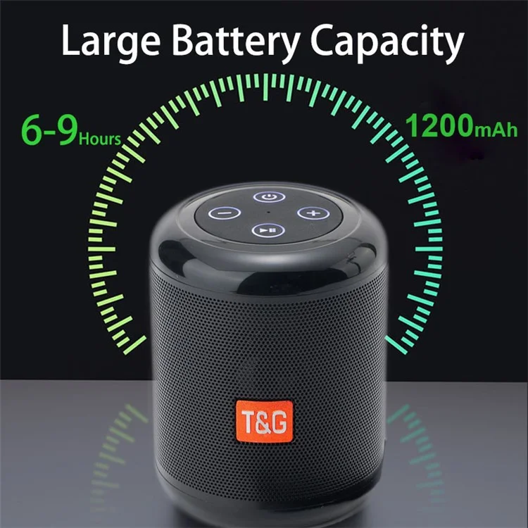 T&G TG519 TWS Haut-parleur Bluetooth Radio FM Haut-parleur Support Carte TF 3,5 mm AUX U Disk - Noir